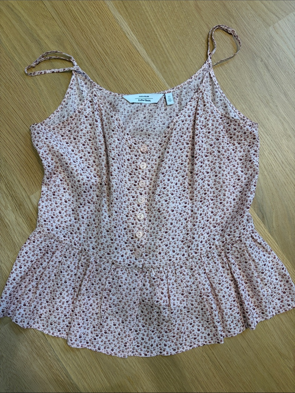& Other Stories Structured Floral Button-Front Peplum Camisole